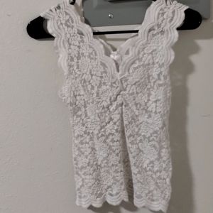 No Boundaries See Through White Lace Tank Top